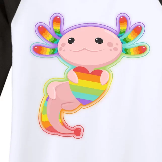 Cute LGBT Pride Axolotl Women's Tri-Blend 3/4-Sleeve Raglan Shirt