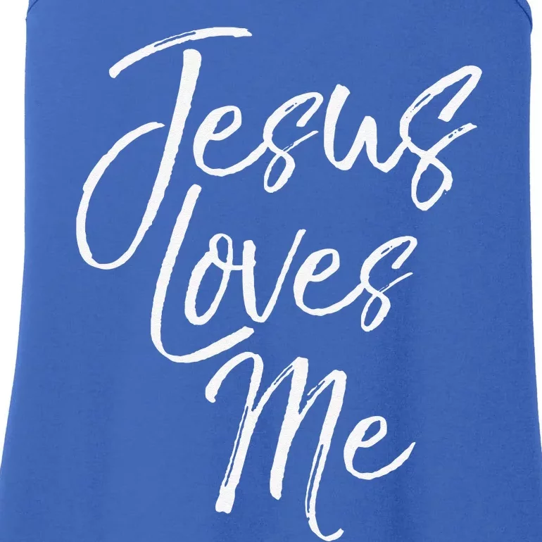 Christian Love Quote Gift For New Believers Jesus Loves Me Ladies Essential Tank