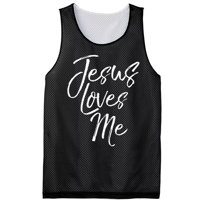 Christian Love Quote Gift For New Believers Jesus Loves Me Mesh Reversible Basketball Jersey Tank