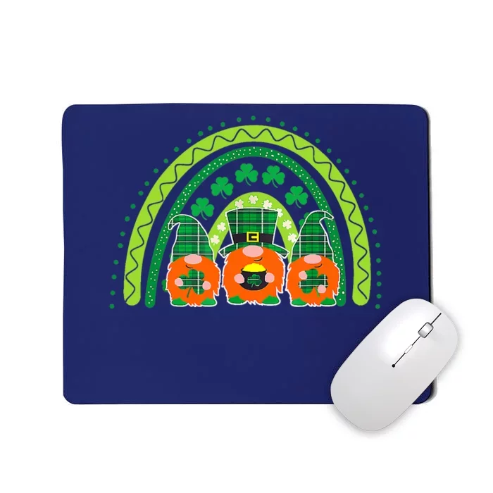 Cute Lucky Rainbow Gnome Happy St Patrick Day Funny Shamrock Mousepad