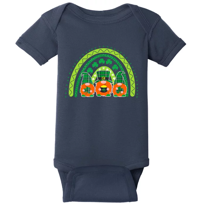 Cute Lucky Rainbow Gnome Happy St Patrick Day Funny Shamrock Baby Bodysuit