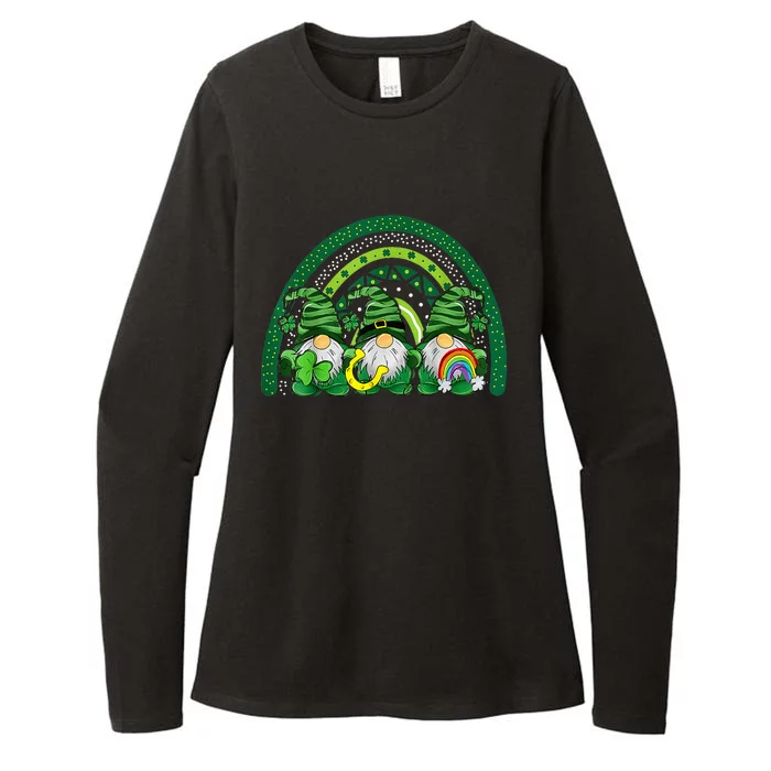 Cute Lucky Rainbow Gnome Happy St Patricks Day Womens CVC Long Sleeve Shirt