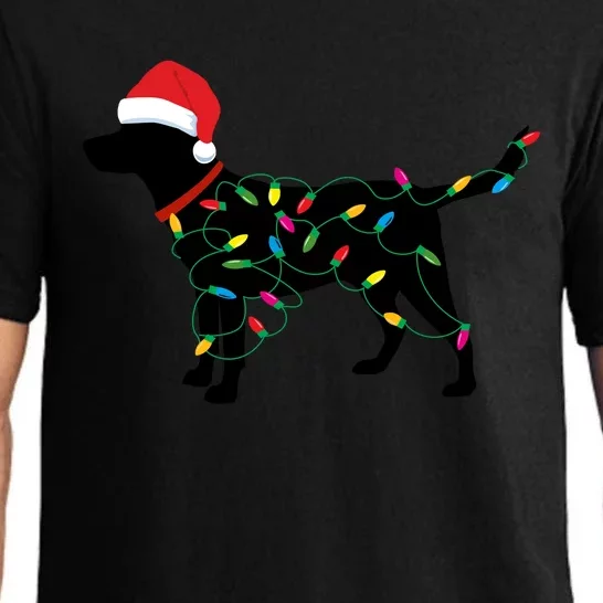 Christmas Labrador Retriever In Santa Hat Xmas Lights Funny Gift Pajama Set