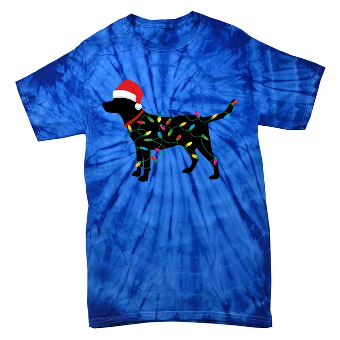 Christmas Labrador Retriever In Santa Hat Xmas Lights Funny Gift Tie-Dye T-Shirt