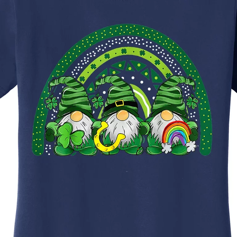 Cute Lucky Rainbow Gnome Happy St Patricks Day Family Outfit Women's T-Shirt