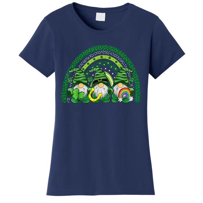 Cute Lucky Rainbow Gnome Happy St Patricks Day Family Outfit Women's T-Shirt