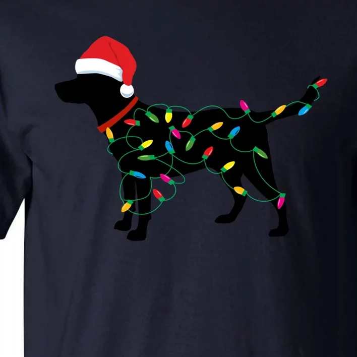 Christmas Labrador Retriever In Santa Hat Christmas Lights Holiday Dog Gift Sant Tall T-Shirt