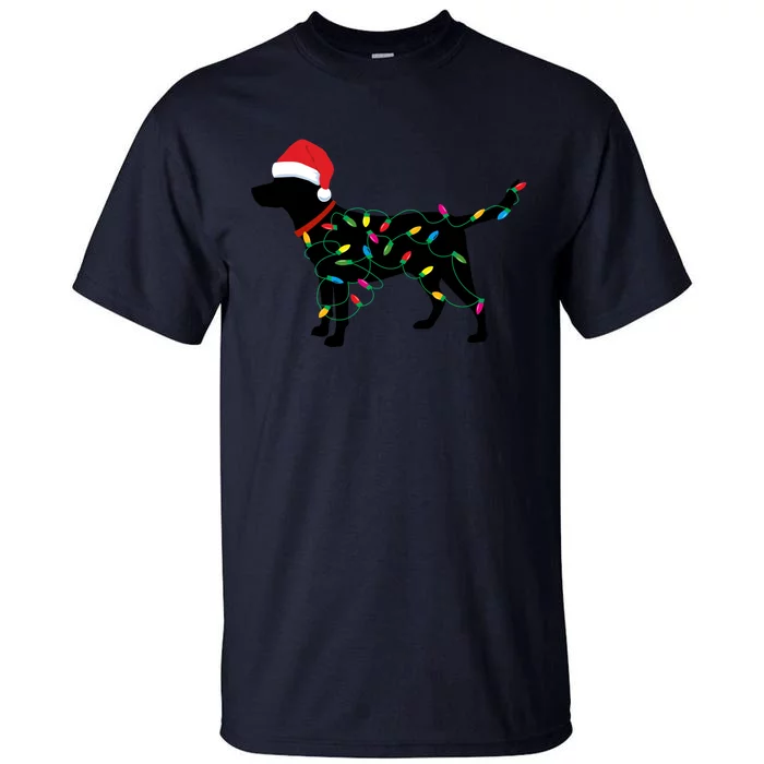 Christmas Labrador Retriever In Santa Hat Christmas Lights Holiday Dog Gift Sant Tall T-Shirt