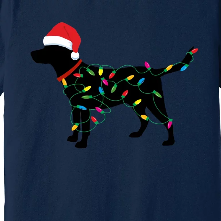 Christmas Labrador Retriever In Santa Hat Christmas Lights Holiday Dog Gift Sant Premium T-Shirt