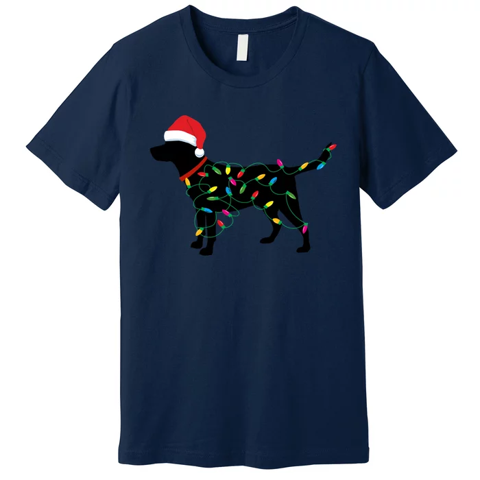 Christmas Labrador Retriever In Santa Hat Christmas Lights Holiday Dog Gift Sant Premium T-Shirt