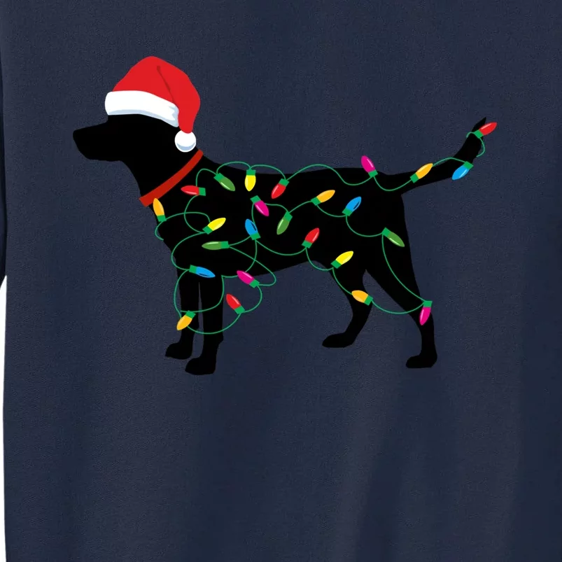 Christmas Labrador Retriever In Santa Hat Christmas Lights Holiday Dog Gift Sant Tall Sweatshirt