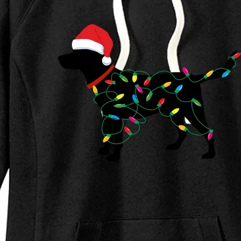 Christmas Labrador Retriever In Santa Hat Xmas Lights Meaningful Gift Women's Fleece Hoodie