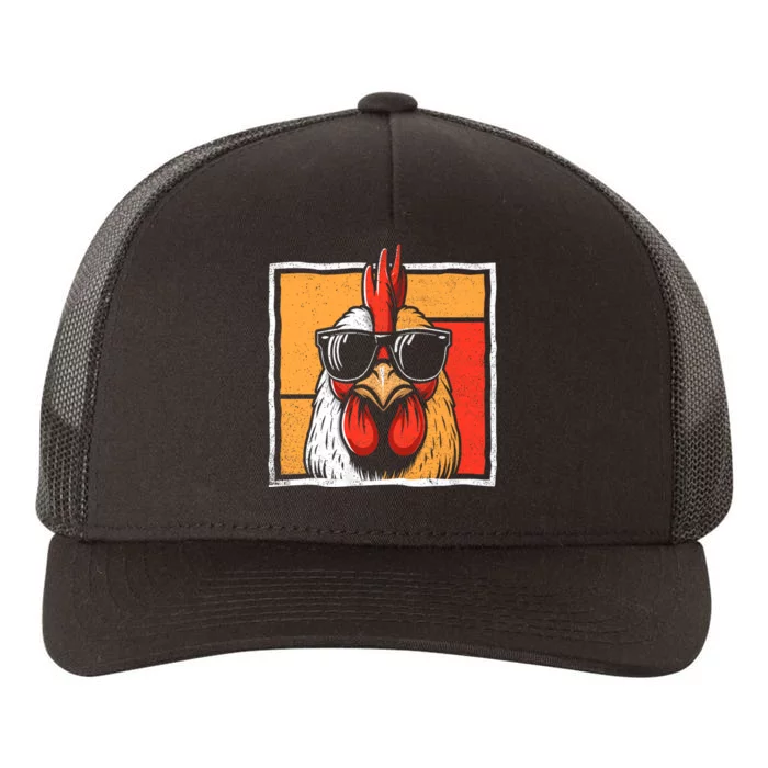 Chicken Lover Rooster Animal Chicken Sunglasses Retro Vintage Funny For Farmer Yupoong Adult 5-Panel Trucker Hat