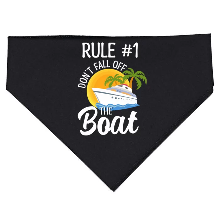 Cruise Lovers Rule 1 Dont Fall Off The Boat Family Cruise Gift USA-Made Doggie Bandana