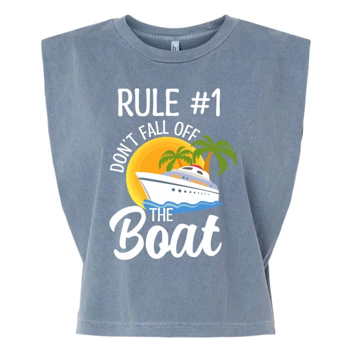 Cruise Lovers Rule 1 Dont Fall Off The Boat Family Cruise Gift Garment-Dyed Women's Muscle Tee