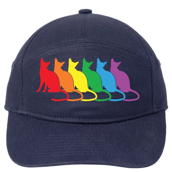 Cats Lgbtq Rainbow Pride Lesbian Lgbt Proud Cat Mom Dad Gift 7-Panel Snapback Hat