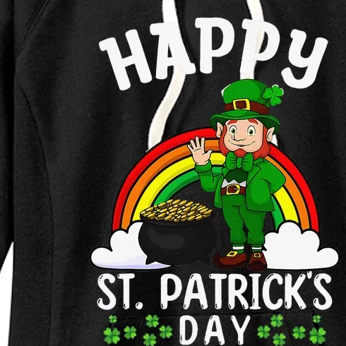 Cute Lucky Rainbow Leprechaun Happy Saint Patrick's Day Women's Fleece Hoodie