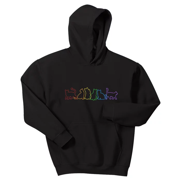 Cat LGBT Rainbow Cat Daddy Cat Mom Cat Lovers Funny Cat Kids Hoodie