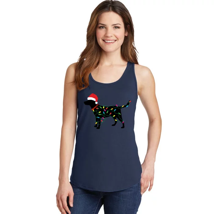 Christmas Labrador Retriever In Santa Hat Christmas Lights Holiday Dog Gift Sant Ladies Essential Tank