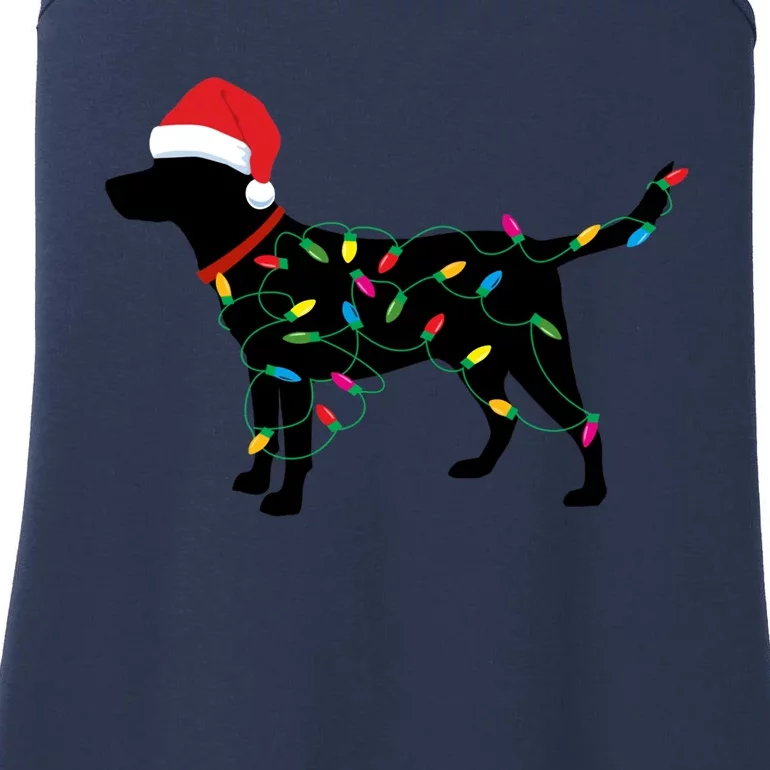 Christmas Labrador Retriever In Santa Hat Christmas Lights Holiday Dog Gift Sant Ladies Essential Tank