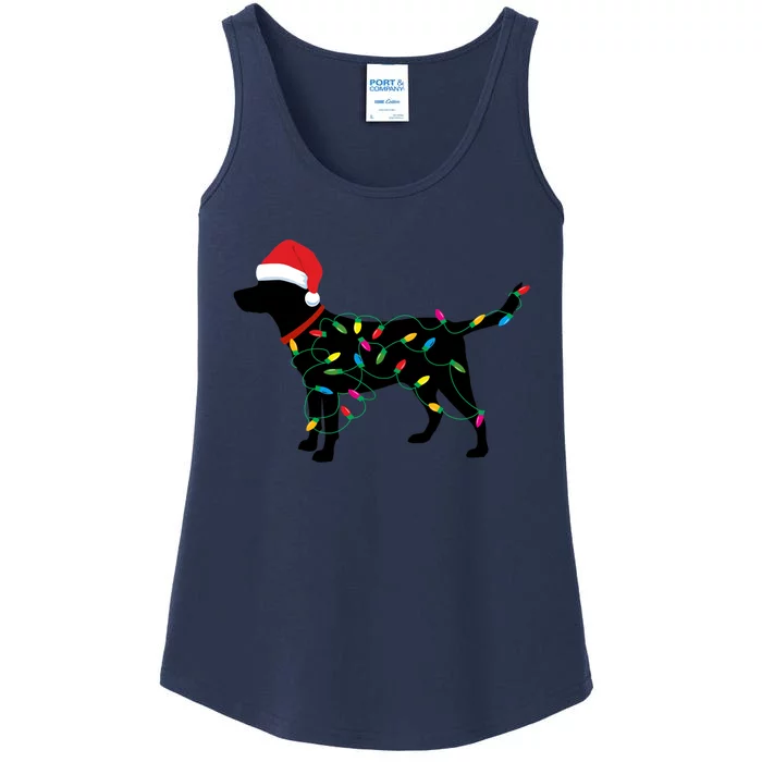 Christmas Labrador Retriever In Santa Hat Christmas Lights Holiday Dog Gift Sant Ladies Essential Tank