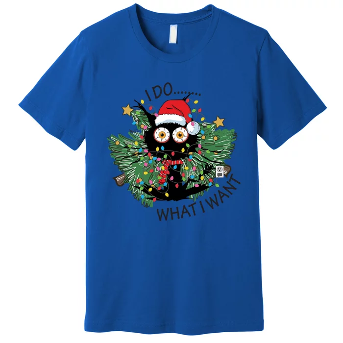 Cat Lovers Retro I Do What I Wangift Funny Cat Christmas Cute Gift Premium T-Shirt