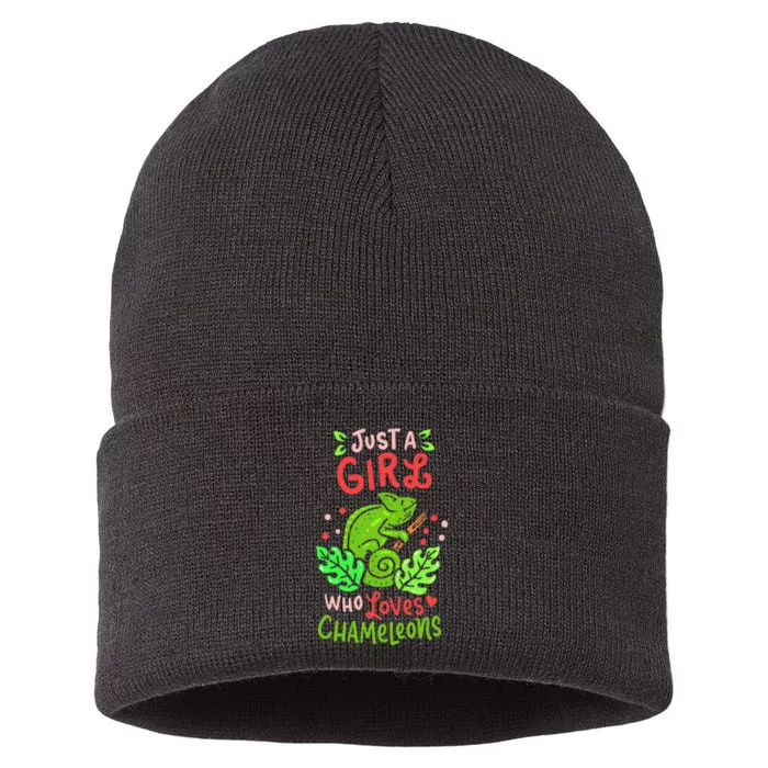 Chameleon Lizard Reptile Pet Cute Gift Sustainable Knit Beanie