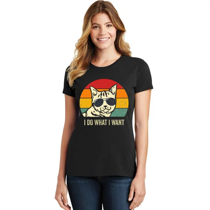 Cat Lovers Retro Vintage I Do What I Want Funny Cat Women's T-Shirt