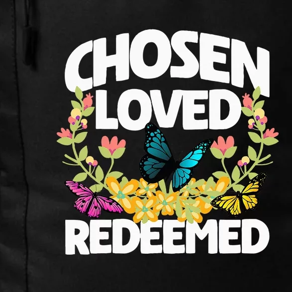 Chosen Loved Redeemed Butterfly Flower Religious Christian Daily Commute Backpack