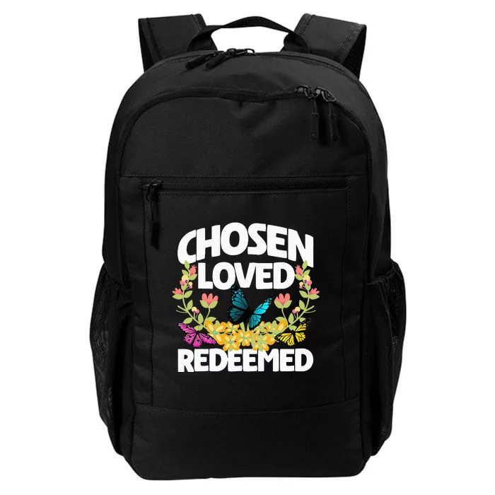 Chosen Loved Redeemed Butterfly Flower Religious Christian Daily Commute Backpack