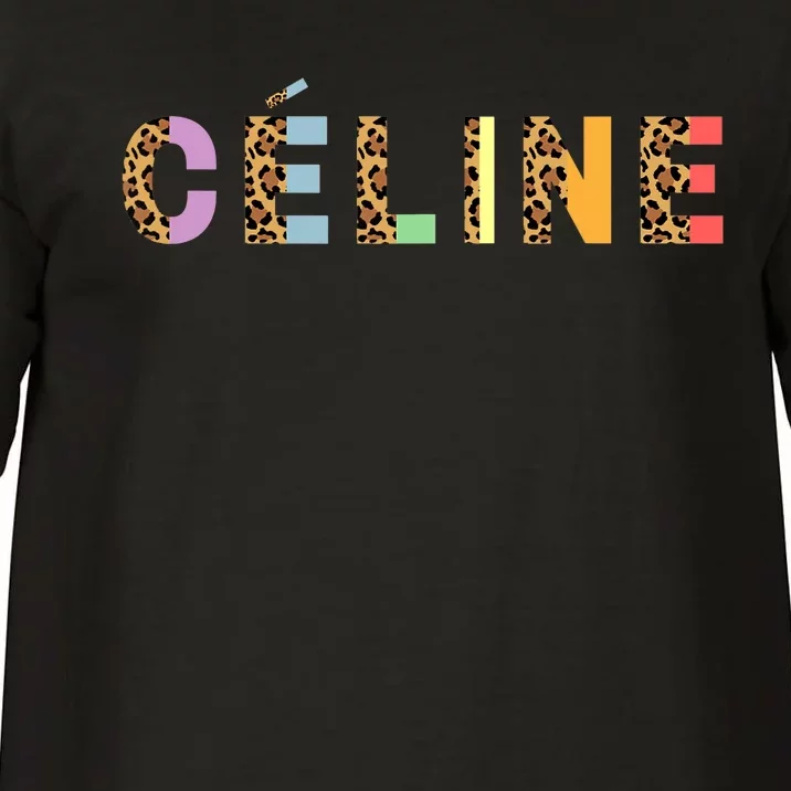 Céline Leopard Rainbow Hello My Name Is Name Tag First Name Comfort Colors T-Shirt