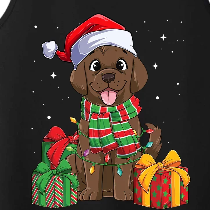 Chocolate Labrador Retriever Christmas Xmas Lab Dog Lover Gift Performance Tank