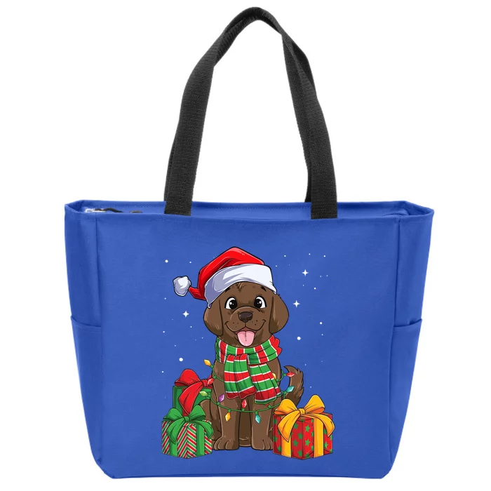 Chocolate Labrador Retriever Christmas Xmas Lab Dog Lover Gift Zip Tote Bag