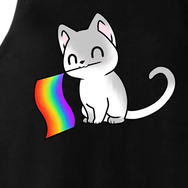 Cat Lgbt Rainbow Flag Pride Month Ladies Tri-Blend Wicking Tank