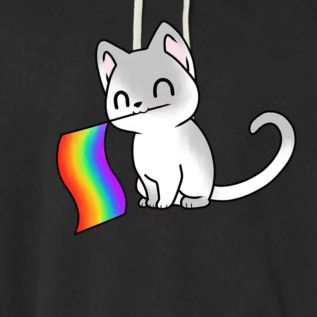 Cat Lgbt Rainbow Flag Pride Month Garment-Dyed Fleece Hoodie