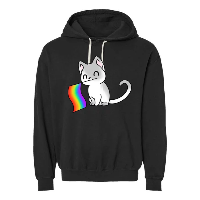 Cat Lgbt Rainbow Flag Pride Month Garment-Dyed Fleece Hoodie