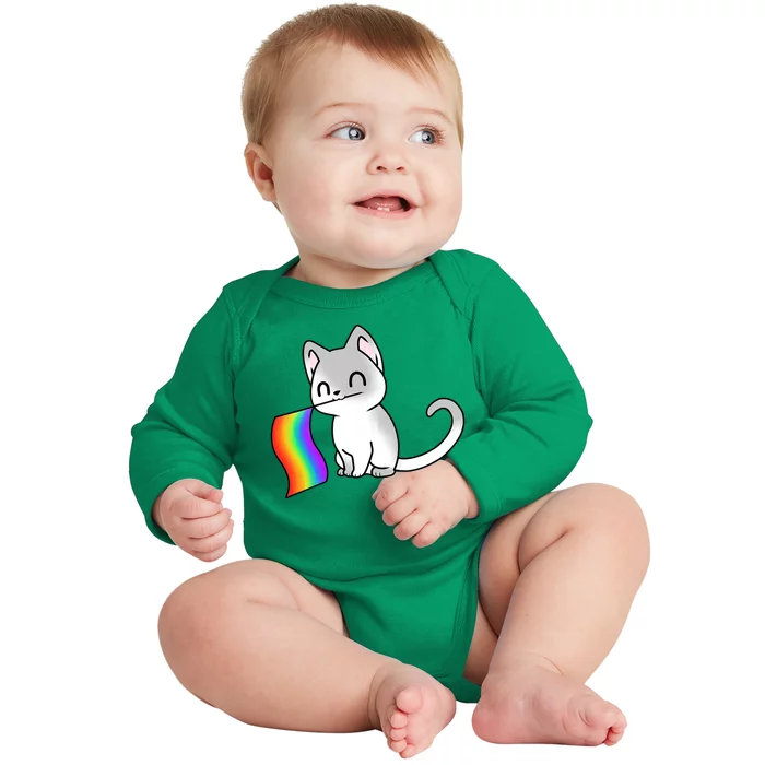 Cat Lgbt Rainbow Flag Pride Month Baby Long Sleeve Bodysuit