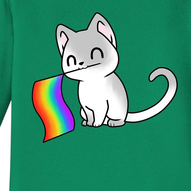 Cat Lgbt Rainbow Flag Pride Month Baby Long Sleeve Bodysuit