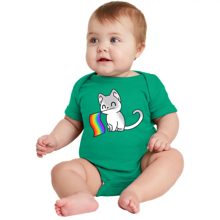 Cat Lgbt Rainbow Flag Pride Month Baby Bodysuit