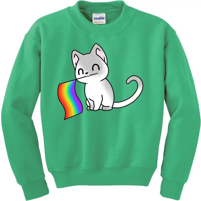 Cat Lgbt Rainbow Flag Pride Month Kids Sweatshirt