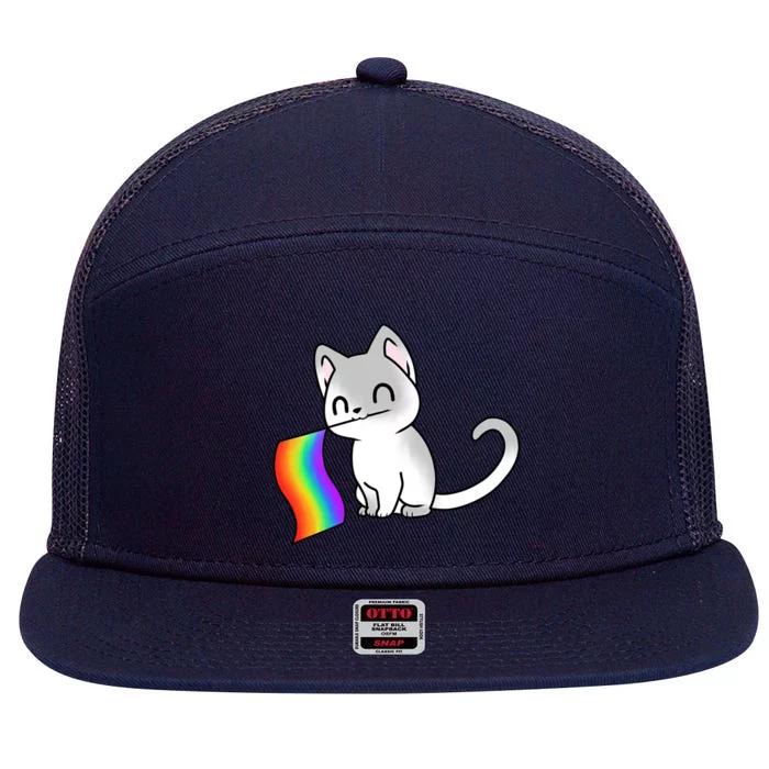 Cat Lgbt Rainbow Flag Pride Month 7 Panel Mesh Trucker Snapback Hat