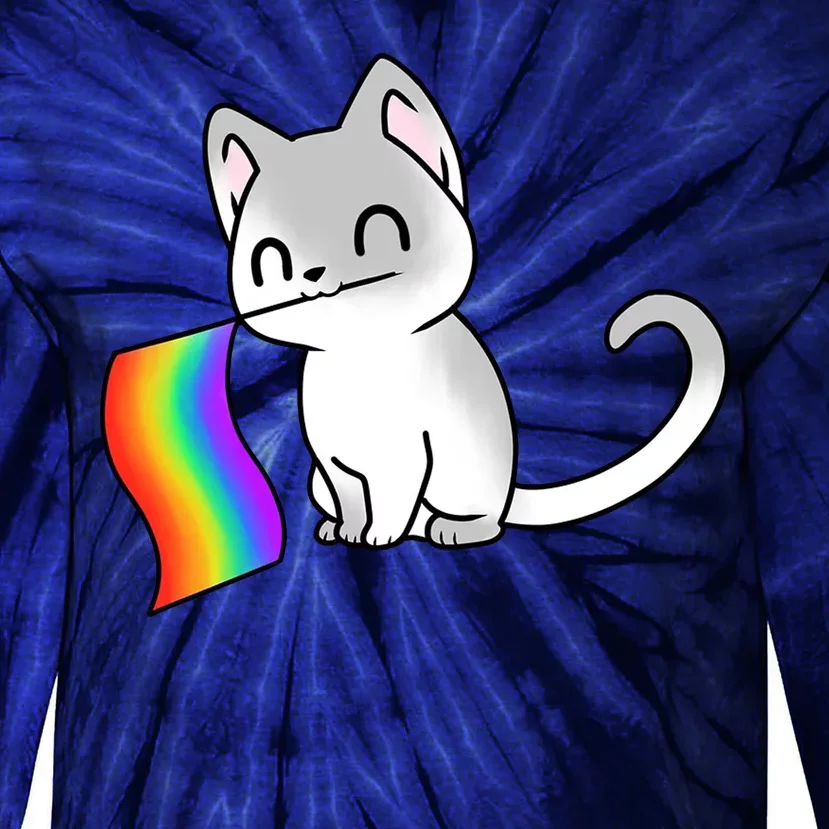 Cat Lgbt Rainbow Flag Pride Month Tie-Dye Long Sleeve Shirt