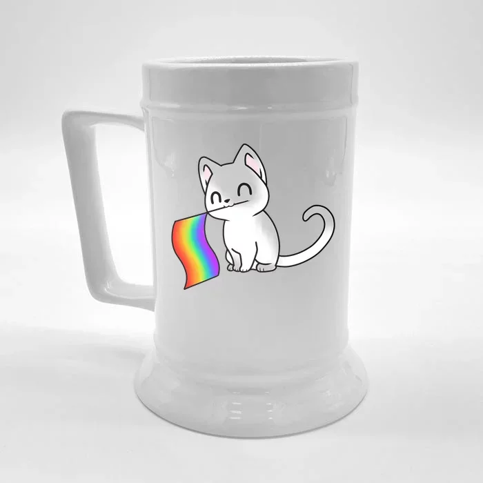 Cat Lgbt Rainbow Flag Pride Month Front & Back Beer Stein