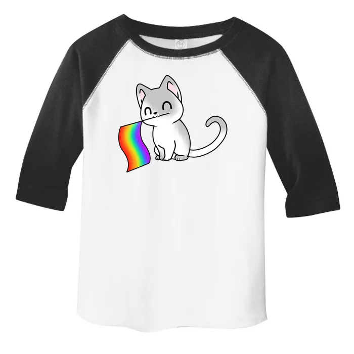 Cat Lgbt Rainbow Flag Pride Month Toddler Fine Jersey T-Shirt