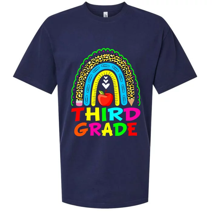 Cute Leopard Rainbow Funny Third Grade Teacher Sueded Cloud Jersey T-Shirt