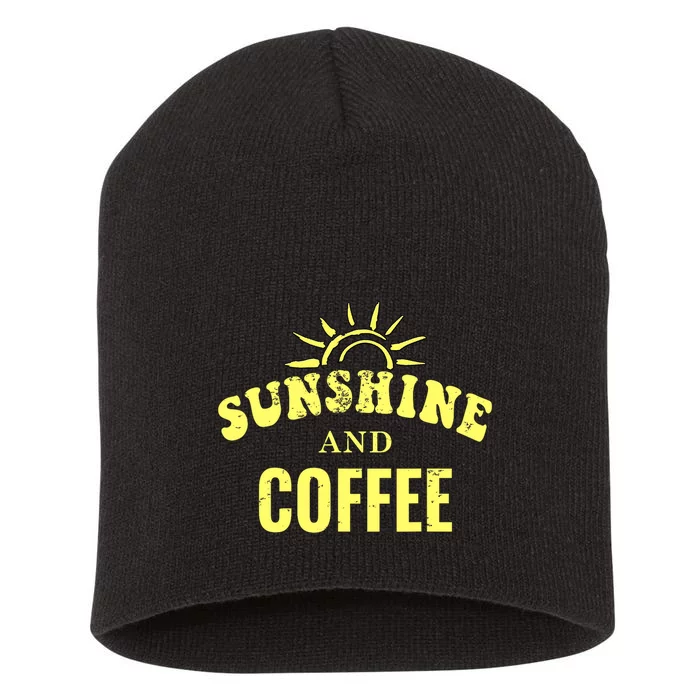 Coffee Lovers | Sunshine and Coffee Retro Style Mothers Day Short Acrylic Beanie