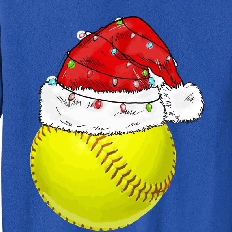 Christmas Lights Softball Santa Hat Xmas Catcher Xmas Cute Gift Sweatshirt