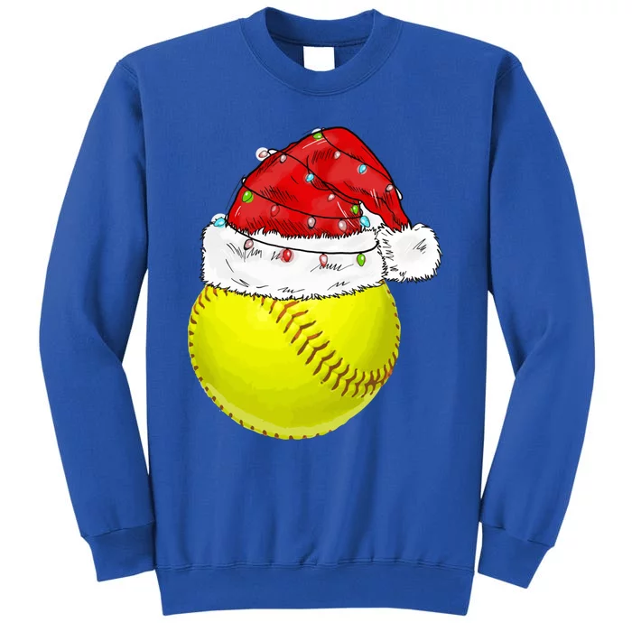 Christmas Lights Softball Santa Hat Xmas Catcher Xmas Cute Gift Sweatshirt