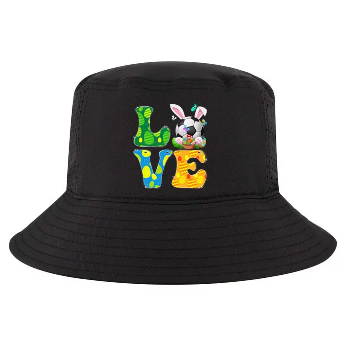 Cute Love Soccer Ball With Bunny Ears Easter Day Cool Comfort Performance Bucket Hat