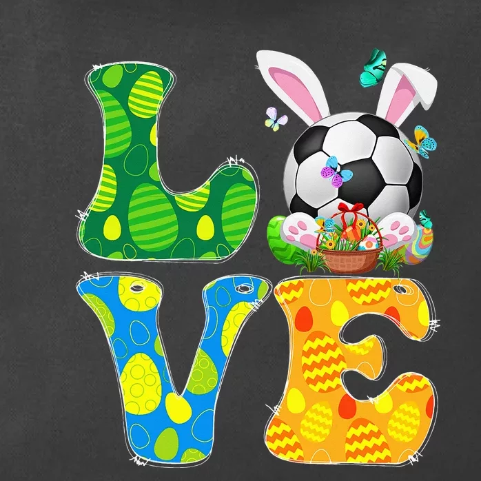 Cute Love Soccer Ball With Bunny Ears Easter Day Zip Tote Bag